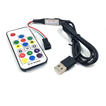 17Key USB Kabelį už 5V 3 Pin WS2811 RGB Skaitmeninis LED Pikselių Juostos su Mygtuko Valdiklį, LED svajonė-spalvos Jungtis