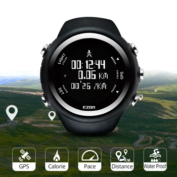 Geriausia Pardavimo EZON T031 GPS Tinkamumo Laikas Žiūrėti Sportas Lauko Vandeniui Skaitmeninės Žiūrėti Greitį, Atstumą, Kalorijų Skaitiklis Vyrai Žiūrėti