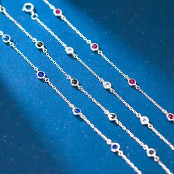 Gryno Sidabro Korėjos Stilius, Mada Aksesuarai Temperamentas Inkrustacijos Mažų Deimantų S925 Grandinės Paprastumo Vertus Fine Jewelry