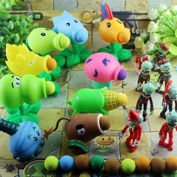 33 modelių, Minkšti plastikiniai augalų vs Zombies žaislas vaikų rankų žirniai šaltas ledo kokoso patrankos liepsna šaulys žaislas