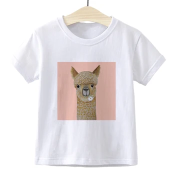 2020 Naujų Gyvūnų Alpaka Spausdinti Animaciją Drabužiai, vaikiški marškinėliai, Mergaitės ir Berniukai, Trumpi marškinėliai Vasaros Viršūnes Mada Vaikams marškinėliai