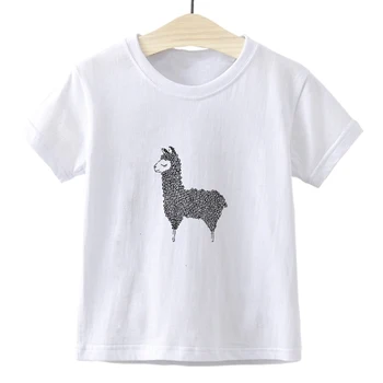 2020 Naujų Gyvūnų Alpaka Spausdinti Animaciją Drabužiai, vaikiški marškinėliai, Mergaitės ir Berniukai, Trumpi marškinėliai Vasaros Viršūnes Mada Vaikams marškinėliai