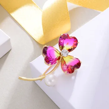 Shineland Elegantiškas Cirkonis Perlas Gėlių Sages Moterims Vestuvių Papuošalai Bijouterie Corsage Suknelė Kailis Priedai Pigiai Parduoti