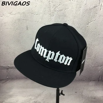 Naujas 2018 Mados Vyrų Bžūp Juoda Compton Raidės Siuvinėjimas Snapback Skrybėlės Hiphop Skrybėlę Beisbolo Kepuraitę Hip-Hop Kepurės Vyrams, Moterims Kaulai