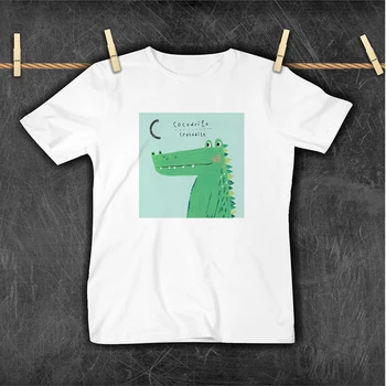 Korėjos Tendencija Vaiko marškinėliai Kawaii Stiliaus Krokodilas Spausdinti Vaikams Drabužių Aukštos Kokybės Viršūnes Y2k Mados Kūdikių Berniukų, Mergaičių marškinėliai