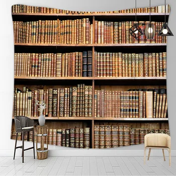 Bibliotekos Knygos, Didelis Retro Nuotrauka Nakties Šviesos Gotikos Ir Baroko Rokoko Stiliaus Kabinti Trippy Gobelenas Sienų Dekoras Lova Kambarį Bendrabutyje