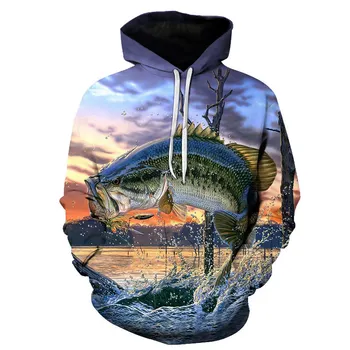 Rudenį Naujų Žvejybos vyrų hoodies 3D spausdinimo Juokinga Karpis Palaidinės lauko atsitiktinis Marškinėlius Hoodie vyrų Hip-Hop negabaritinių hoodie