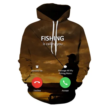 Rudenį Naujų Žvejybos vyrų hoodies 3D spausdinimo Juokinga Karpis Palaidinės lauko atsitiktinis Marškinėlius Hoodie vyrų Hip-Hop negabaritinių hoodie