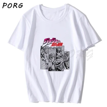 Jojos Keistų Nuotykių Derliaus Vyrams Manga T-shirt Harajuku Streetwear Medvilnės Camisetas Hombre Vyrų Vaporwave Japonijos Anime Marškinėliai