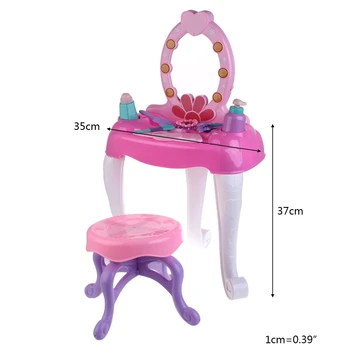 Vaikai Grožio Makiažas tualetinis staliukas Apsimesti Žaisti Žaislų Rinkinys Veidrodis su Šviesos Muzika Skamba Mergaitėms 3+ Metų Gimtadienio Dovana