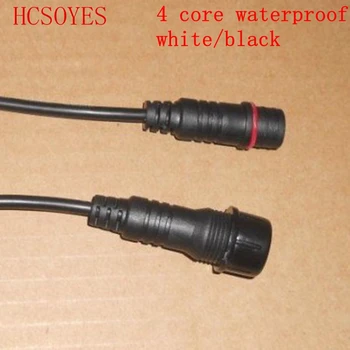 5 poros 4 pin core vandeniui led jungtis vyriška moteriška juoda/balta 0.3/0.5 aikštėje 15mm Kabelis LED Juostelė LED potvynių šviesos plug