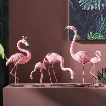 Šviesos Prabanga Aukso Flamingo Apdailos Figūrėlės Namų Dekoro Kambarį Ornamentu Vestuvių Prop Dervos Amatų Darbastalio Ekrano Dovana