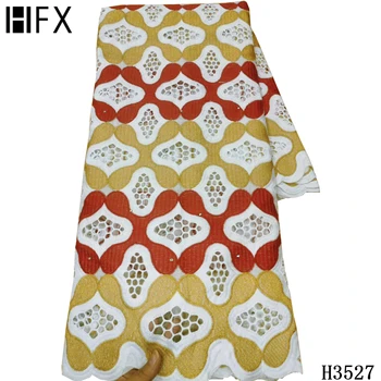 HFX 2020 5Yards Šveicarijos Medvilnės Embroiderey Afrikos Nėrinių Audinio Populiarūs Dubajus Stiliaus Pigiai Parduoti Nigerijos Vestuves Siuvimo H3527