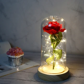 LED Eternal Rose Šviesos Stiklo danga Grožio Žvėrys Rožės Vestuvių Namų Dekoro Naujųjų Metų, Valentino Dienos Dovanos Mergaitės Gimtadienis
