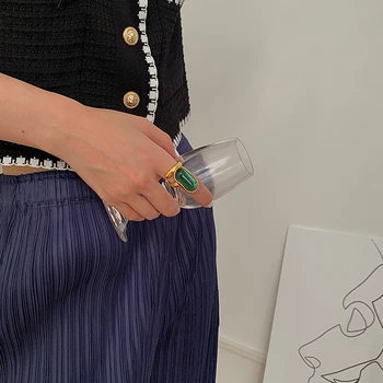 Žalvario Retro Žalia Akmuo Žiedai Punk Stiliaus Dizaineris Klubas Kokteilis Suknelė Nuostabi Dovana Madinga Gotikos Boho Korėjos Japonija