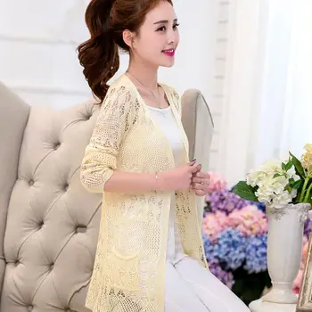 Nauja pavasario kailio moteriški drabužiai han edition naujų 2018 ilgai laisvi mezgimo cardigan megztinis pavasarį