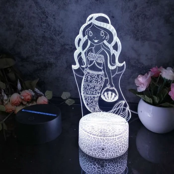 Led 3D Naktį Šviesos Undinė D Modelis naktinė lempa Vaiko Miegamasis Dekoro Stalo Lempos 16 Spalvos su nuotolinio