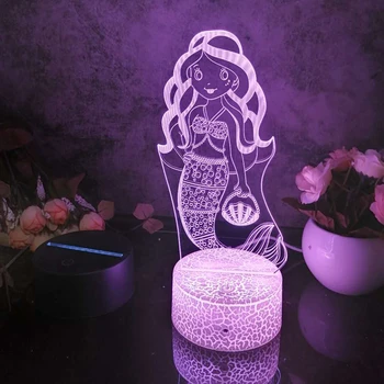 Led 3D Naktį Šviesos Undinė D Modelis naktinė lempa Vaiko Miegamasis Dekoro Stalo Lempos 16 Spalvos su nuotolinio