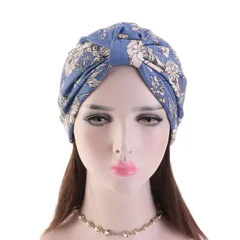 Indijos Turbaną Musulmonų Moterims Gėlių Spausdinti Skrybėlę Vėžio Chemo Bžūp Islamo Plaukų Slinkimas Padengti Kepuraitė Variklio Dangčio Galvos Skara Plisuotos Kepurės Kepurės