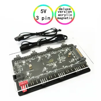 ARGB RGBW Kabelis Splitter Hub Atveju w/ Tape & prailginimo Laido Adapteris LED Šviesos Juostelės PC RGB, Ventiliatorius Aušintuvo 12V 4 pin 5V 3 pin