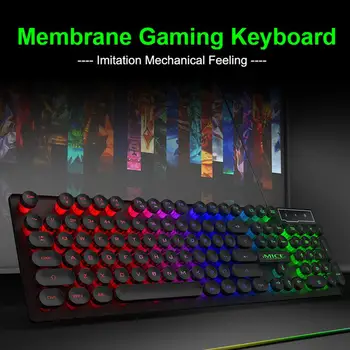IMICE ak-800 klaviatūra, USB, Apšvietimas su pakaba Silikono klaviatūra 104 pagrindinių Žaidėjų, klaviatūros nešiojamojo kompiuterio Darbalaukio lašas laivybos