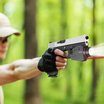 Taktinis pistoletas Pistoletas Baltos Šviesos LED Žibintuvėlis + Red Dot Lazerio 20mm Geležinkelių Naktinio Matymo Ginklas Šviesos Medžioklės Ginklą Įranga