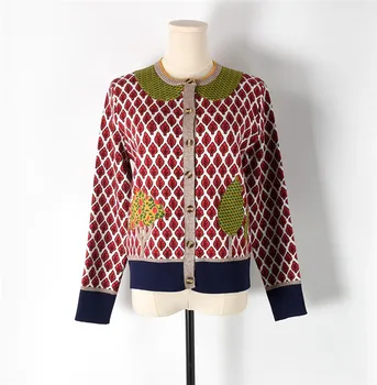 2020 kilimo ir tūpimo Tako susagstomi megztiniai Megztinis Rudenį Moterų, Prabangos Dizaineris Striukė ilgomis Rankovėmis Lapų Medžiai Megzti Modelio Viršūnes Moteris