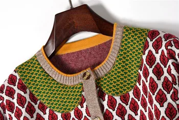2020 kilimo ir tūpimo Tako susagstomi megztiniai Megztinis Rudenį Moterų, Prabangos Dizaineris Striukė ilgomis Rankovėmis Lapų Medžiai Megzti Modelio Viršūnes Moteris