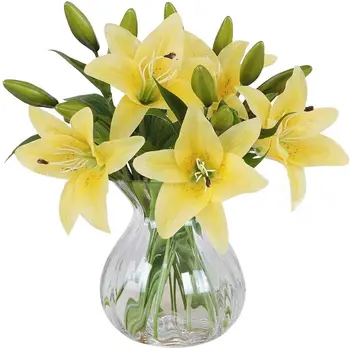 5VNT 3 Spalvos Lily Dirbtinės Gėlės Aukštos Kokybės Patvirtinimo Latekso Gėlių Filialas, Konservuoti Vestuvių Dekoravimui Valentino Dienos Dovanų