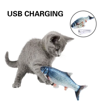 30CM Elektroninių Naminių Kačių Modeliavimas Žuvų Žaislas USB Baterijos Įkrovimas Katė Kramtomoji Žaisti Žaislo Kramtymas Prekių Dropshiping