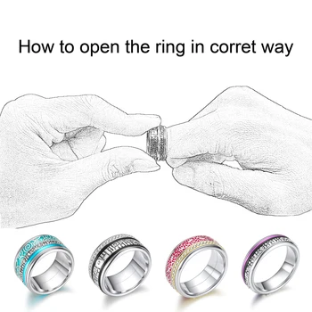 Floya Visą Cirkonis Vidinis Užpildyti Žiedai Moterų Aliuminio Mados Nerūdijančio Plieno Žiedas Priedai Juoda Keičiamos Bague