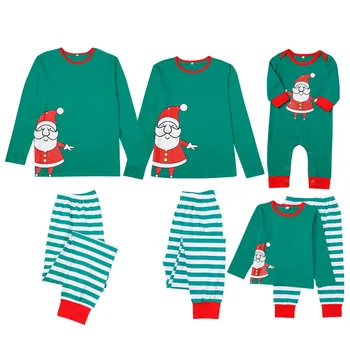 2020 Šeimos Kalėdų Pižama Rudens ir Žiemos Mielas Kalėdų Spausdinti Homewear Pižama Tėvų-vaikų Nustatyti, Motinos Tėvas, berniukas, mergaitė kūdikių