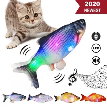 30cm Elektroninių Naminių Kačių Žaislas LED Elektros USB Įkrovimo Modeliavimas Žuvų Spalvinga Švyti + Muzika + Sūpynės Žaislai Prekes