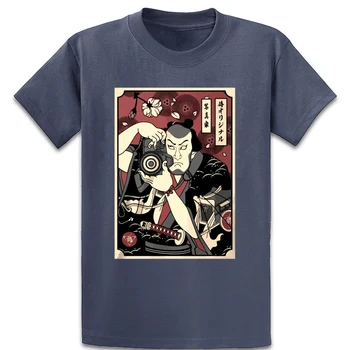 Fotografas Samurajus Vyrai Vaizdas Japonijos T Shirt Cool Įdomu Įgulos Kaklo Dizaino Pastatas Gamtos Trumpas Rankovės Vasaros Marškinėliai