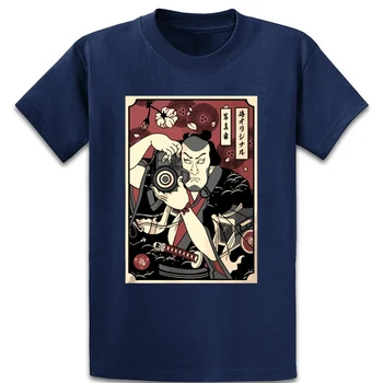 Fotografas Samurajus Vyrai Vaizdas Japonijos T Shirt Cool Įdomu Įgulos Kaklo Dizaino Pastatas Gamtos Trumpas Rankovės Vasaros Marškinėliai