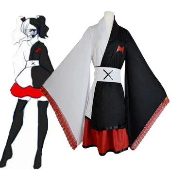 Anime Danganronpa monokuma cosplay pinafores kimono suknelės vaikams, vyrams, moterims, helovyno cosplay kostiumų perukas nestandartinių dydžių