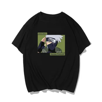Hatake Kakashi 6 Spalvų NARUTO Marškinėliai Japonijos Anime Unisex Trumpas Rankovės Prarasti Viršuje Vyrų Medvilnės marškinėliai Harajuku Grafinis Marškinėlius
