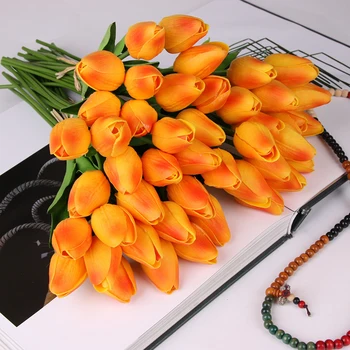 10VNT Tulpių Dirbtinių Gėlių Latekso Nekilnojamojo Touch Nuotakos Vestuvių Puokštė Namų Dekoro Papuošti Dirbtinių Gėlių Puokštė Nekilnojamojo Touch