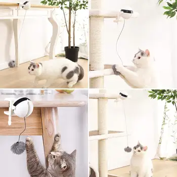 Katė Plunksnų Žaislai, Interaktyvios Funny Cat Patraukliais Mokymo Žaislai Yo-Yo Kėlimo Kamuolys, Elektros Plazdėjimas Sukasi Dėlionė Gyvūnėlių Žaislas