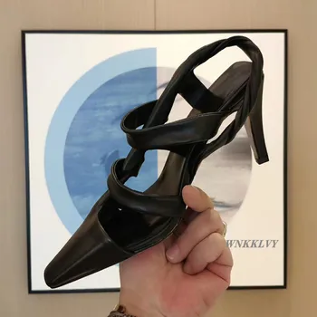 Gladiatorių Sandalai moterims aukštakulniai natūralios odos spaure kojų kryžiaus diržo dizainas sandalies Vasaros šalis suknelė bateliai 2020 m. moteris