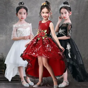 Merginos Rankovių Princesė Vaikų Rankų Darbo Gėlių Mergaitės Suknelė Vestuvių 3-14 Metų Mergaičių Gale Šalis Prom Dresses