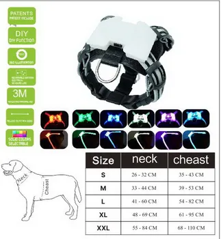 DOGLED panaudoti Naminių gyvūnų Produktų dėl Didelės 7 in 1 spalva Šuns Pakinktai k9 Žėrintis USB Led Antkaklis Šuniukui Švino Augintiniai Vest Šunį Veda