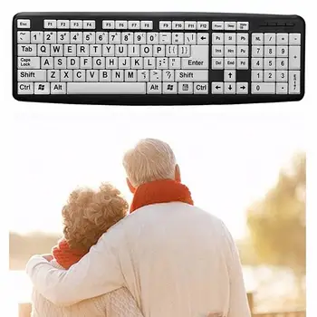 107 Klavišus USB Laidinio Didelės Spausdinti Nešiojamų Kompiuterių Klaviatūros Senyvo amžiaus Žmonėms skirtas Žmonėms Su Regėjimo negalia