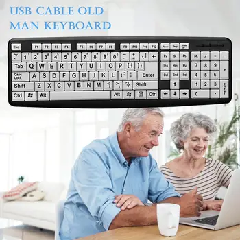 107 Klavišus USB Laidinio Didelės Spausdinti Nešiojamų Kompiuterių Klaviatūros Senyvo amžiaus Žmonėms skirtas Žmonėms Su Regėjimo negalia