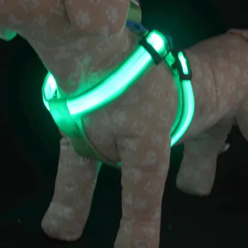 Naujas tinklinio pet LED šviesos šunų krūtinės dirželis, įkraunamas šviesos šuo traukos virvės krūtinės diržas šunų antkakliai