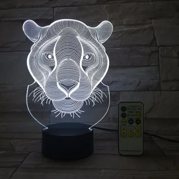 Liūtas, Tigras RC Remote Touch Kontrolės 3D Dekoro USB Lempa Vaikams, Žaislų, Dovanų Naktiniai Luminarias 7 Spalvų Flash Pakeisti LED Šviesos Naktį