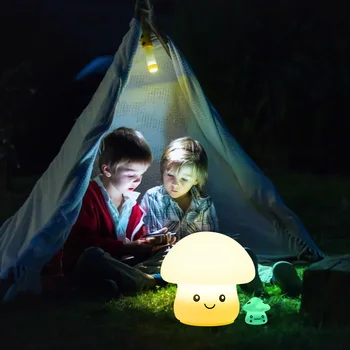 Silikono Naktį Šviesos Grybų Lempos USB Įkrovimo Vaikai LED Nakties Šviesa 7 Spalvų Keitimas Naktį Lempa Kambarį Miegamasis