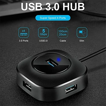 USB Hub Didelės Spartos 4-Port HUB Docking Station Nešiojamas Vieną Keturių Konverteris ilgiklis Splitter