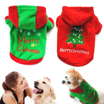 1PC Šunų Kailis Hoodies Kalėdų Šunys, Drabužiai Mažų Šunų Žiemos Drabužių Kostiumas Kalėdų Eglutė Spausdinti Katė Paltai Pet products