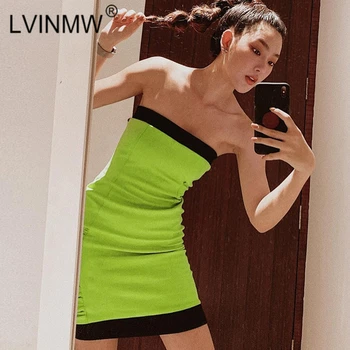 LVINMW 2020 m Sexy Stebėjimo Velniop Kaklo Side ruched Mini Suknelė Žalia Kratinys Backless Bodycon Suknelės Moteriška Šalis Klubo Komplektai